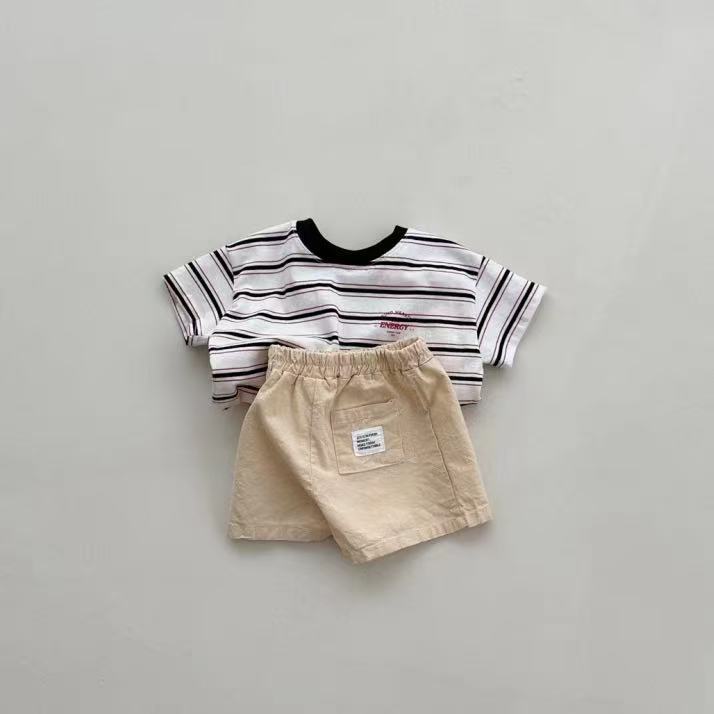 Mini Energy Baby T-shirt – Randig bomullströja med texttryck | Unisex | Storlek 0–3 år More For Mini