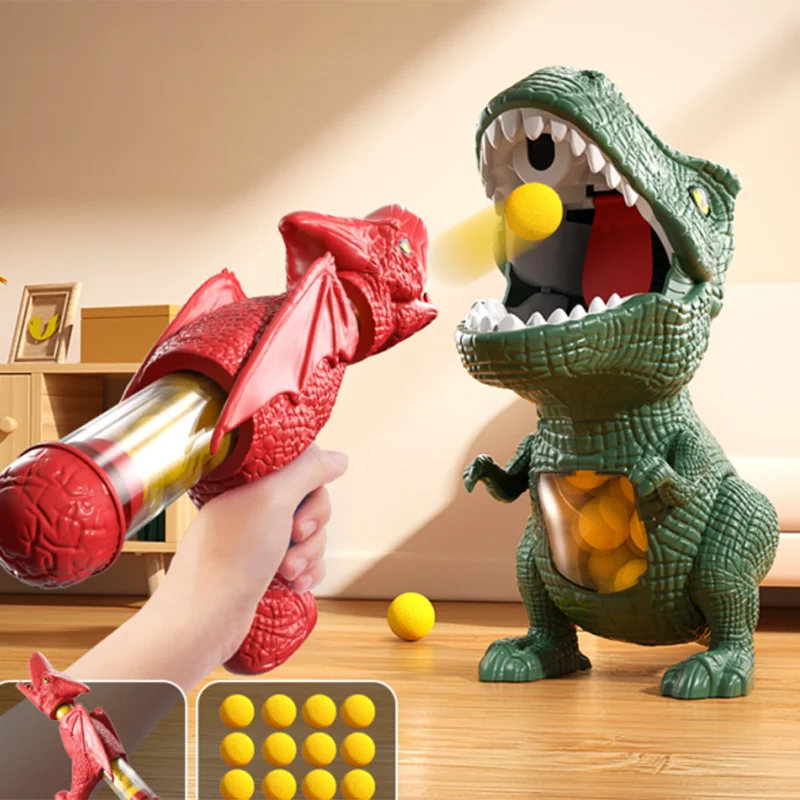 Dinosaurie Skjutspel Barn – T-Rex Ball Shooter med Foamblollar More For Mini