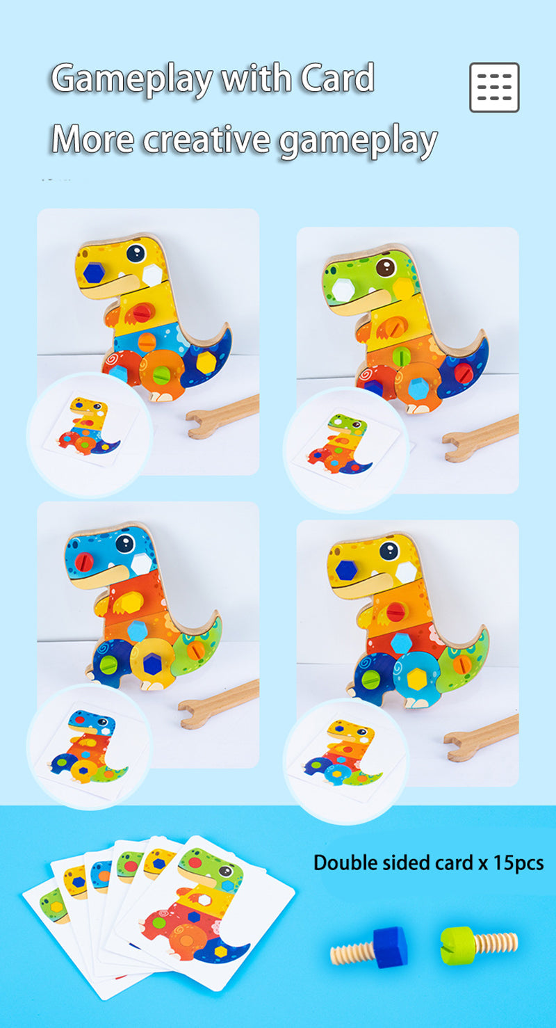 Träbaserad 3D Dino Byggsats – Pedagogiskt STEM-leksak, Bygg & Lek, Motorisk Utveckling, från 2 År More For Mini
