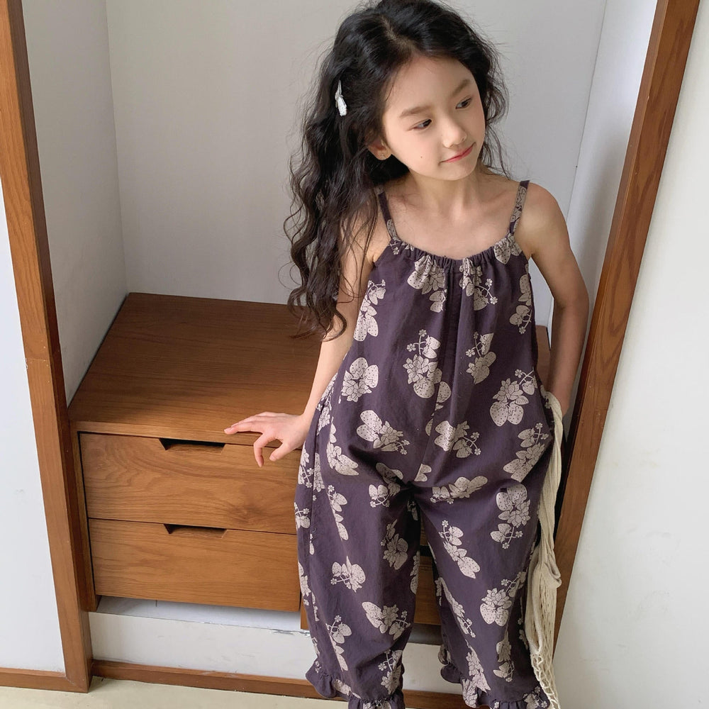 Lunea Kids Flora Volangbyxdress Flicka – Sommarjumpsuit i bomull – Blommönster – Volanger – 0–6 år – Luftiga barnkläder More For Mini