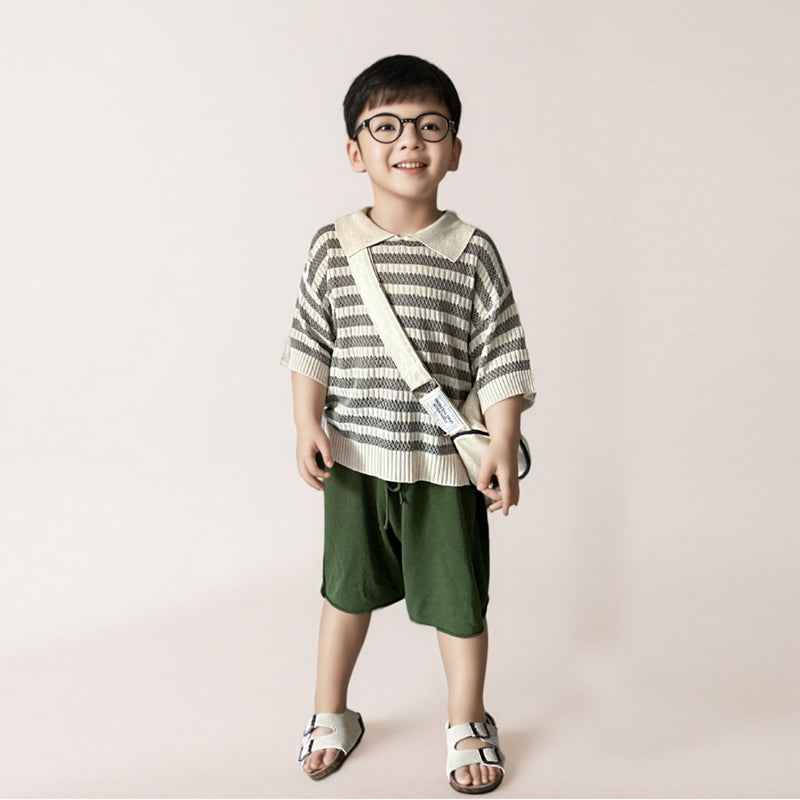 Livo Milo Stickad Pikétröja för Barn – Kort ärm – Unisex – Randig – 100 % bomull – 0–6 år More For Mini