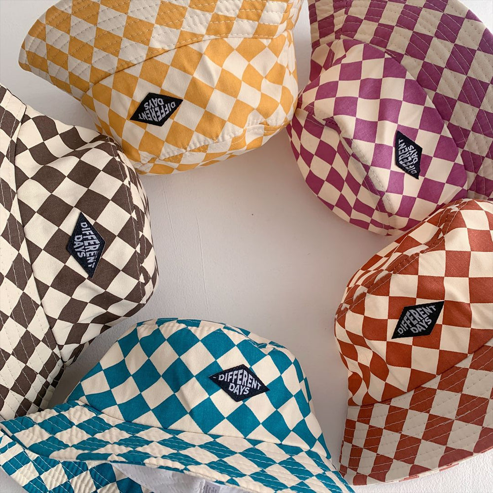 BrightBlox Barn-Bucket Hat 2–6 år – Solhatt i Bomull | Rutig | Andas & Vikbar More For Mini