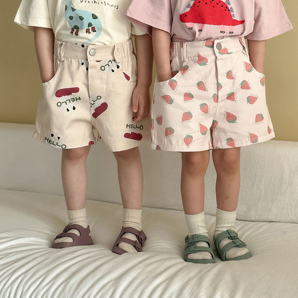 Kortbyxa med Jordgubbar – Baby, Småbarn, Förskolebarn, Barn – Rosa, Bomull, Storlek 0–8 år More For Mini