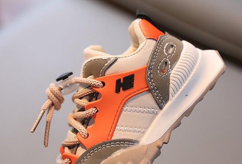 Sneakers - Gali Unisex, Zwart/Oranje, Polyester, Maat 21-30-More For Mini