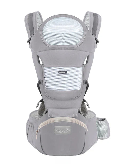 Unisex Baby Draagzak Grijs 6-in-1 Verstelbaar Comfortabel Katoen-More For Mini