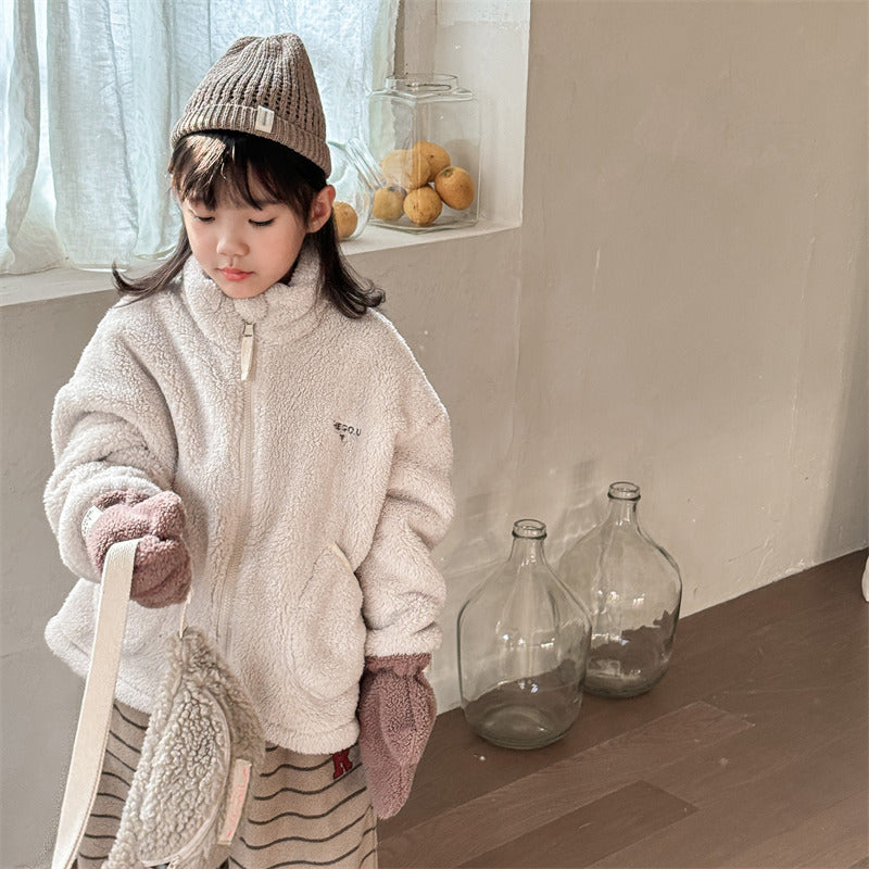 Teddy Fleece Vest - FluffyNest Meisjes, Beige/Groen/Grijs/Bruin, Katoen, Maat 0-6 Jaar-More For Mini