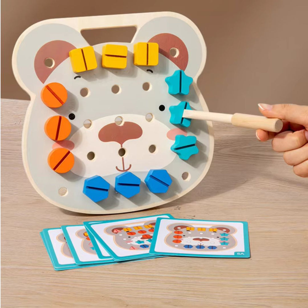 Trä Montessori Skruvspel för Småbarn – Pedagogiskt Leksak för Motorik & Färgigenkänning More For Mini