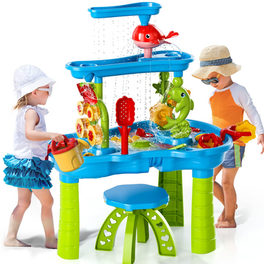 Sand- och Vattenlekbord med 3 Nivåer – Komplett med Tillbehör | För Utomhuslek från 3 År More For Mini