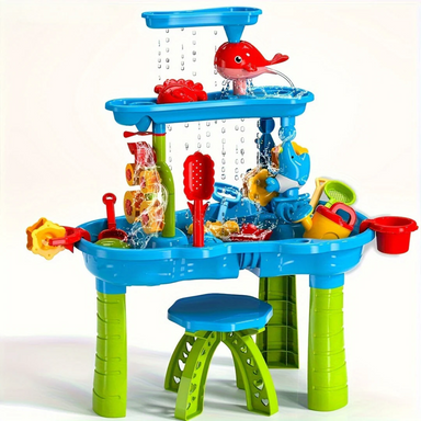 Zand & Waterspeeltafel met 3 Lagen – Compleet met Accessoires | Voor Buitenplezier vanaf 3 Jaar More For Mini