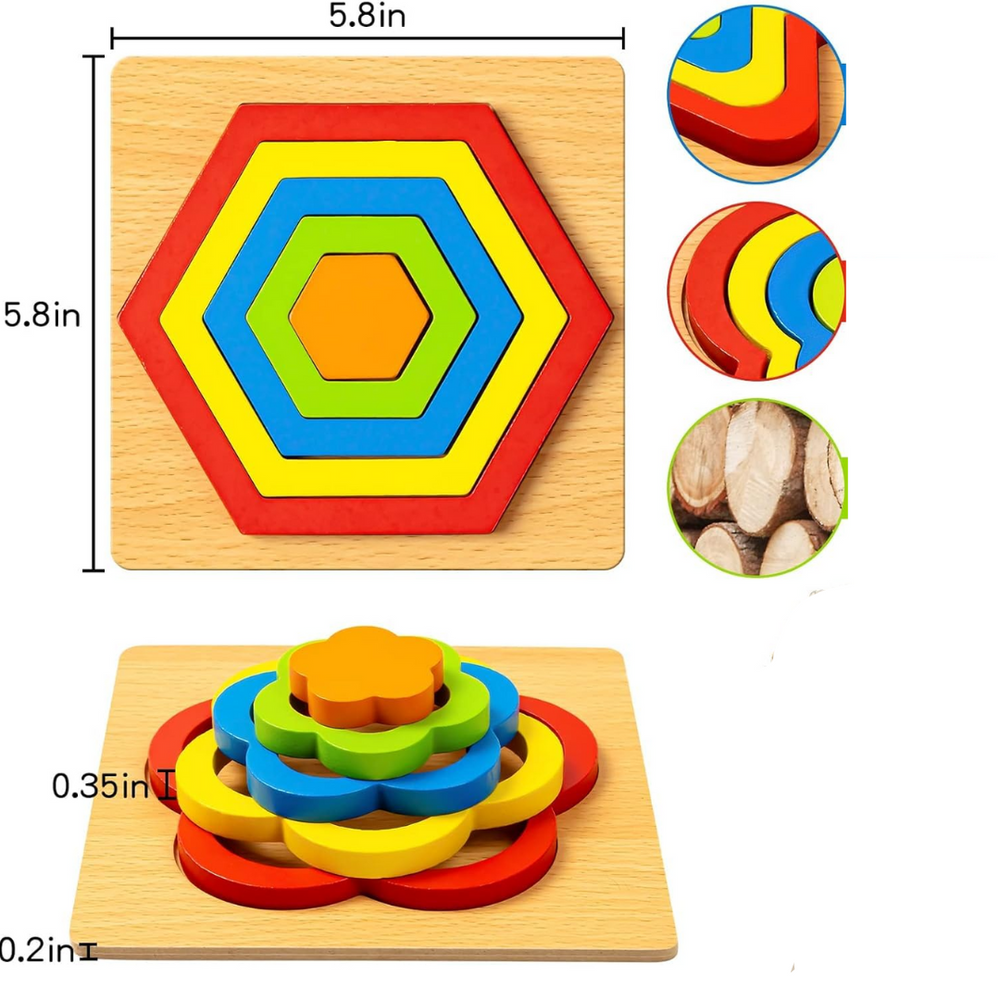 FormaSmart Houten Vormenpuzzel voor Peuters - Educatief Montessori Speelgoed voor Fijne Motoriek & Logisch Denken More For Mini