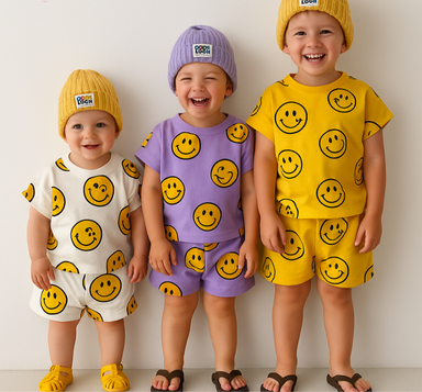 Bekvämt Barn Smiley-set – Mjuk, Andningsbar & Unisex Outfit 0–5 år More For Mini