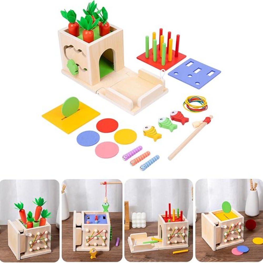 Montessori-låda för barn | Pedagogiskt träleksak 3+ | Stimulerar motorik och kognition More For Mini