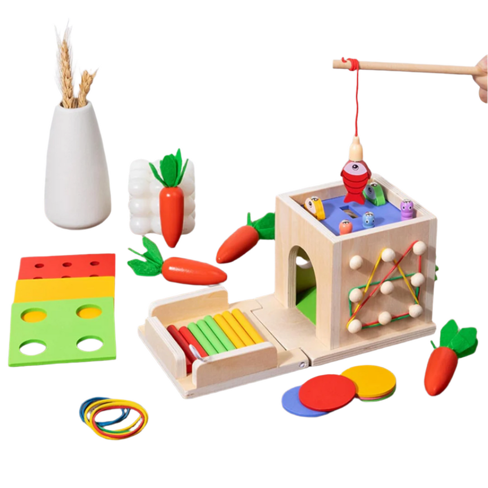 Montessori-låda för barn | Pedagogiskt träleksak 3+ | Stimulerar motorik och kognition More For Mini
