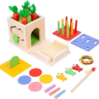Montessori-låda för barn | Pedagogiskt träleksak 3+ | Stimulerar motorik och kognition More For Mini