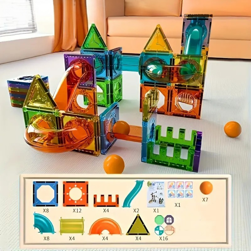 Magnetiskt Byggleksak med LED – 69-delars STEM Byggsats för Barn | BrightTracks från NextPlay More For Mini