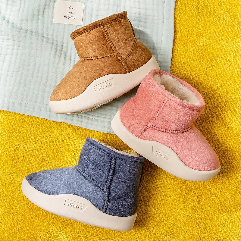 Warme Winterlaarzen - Abuya Unisex, Beige/Bruin/Blauw/Roze, Suède, Maat 14-20-More For Mini
