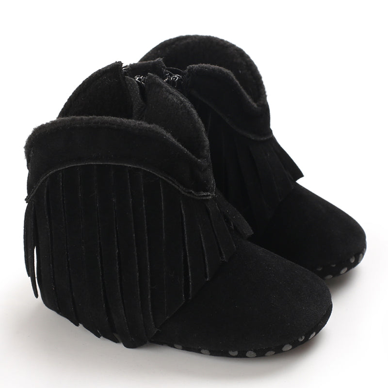 Baby cowboystövlar för flickor – Mjuka fransstövlar med antislip-sula (0–2 år) More For Mini
