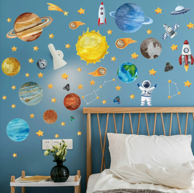Kinderkamer Behang Ruimte – Sterren & Planeten Muurdecoratie | Veilig & Makkelijk Aanbrengen More For Mini
