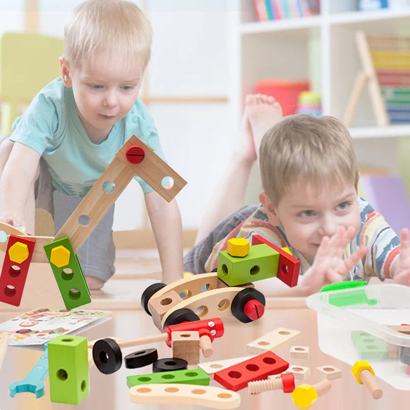 TinyTools Träverktygslåda för Barn – Montessori Byggleksak – Pedagogiskt Trämaterial – 3 till 6 år – Woodspire More For Mini