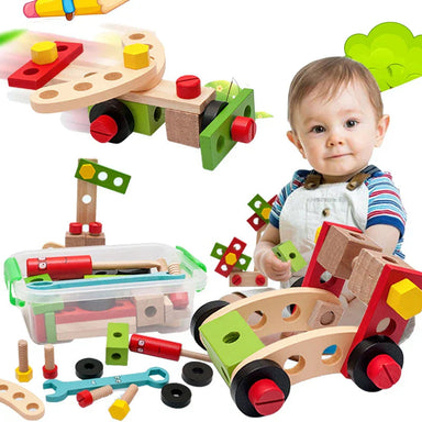 TinyTools Träverktygslåda för Barn – Montessori Byggleksak – Pedagogiskt Trämaterial – 3 till 6 år – Woodspire More For Mini