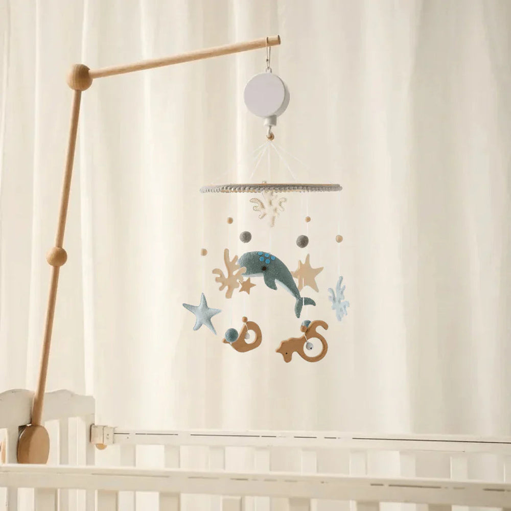 Rustgevende Houten Babymobiel Zonder Batterij – Natuurlijke Materialen & Zachte Kleuren | LittleNest SkyWhirl More For Mini
