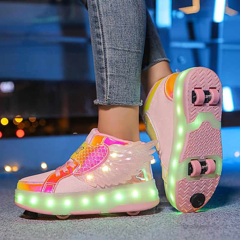 GlowSkate LED Rullskridsko Sneakers med Vingar – Flickor | Stl. 29-37 More For Mini