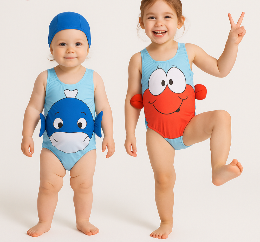 Baddräkt för Flickor med Hatt – Bekväm Badsats för Sommarkul | Storlek 0–4 år More For Mini