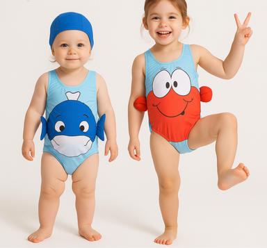 Baddräkt för Flickor med Hatt – Bekväm Badsats för Sommarkul | Storlek 0–4 år More For Mini