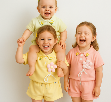 Luchtig Meisjes Zomersetje met Bloemen | Comfortabel & Stijlvol voor 1–4 Jaar More For Mini