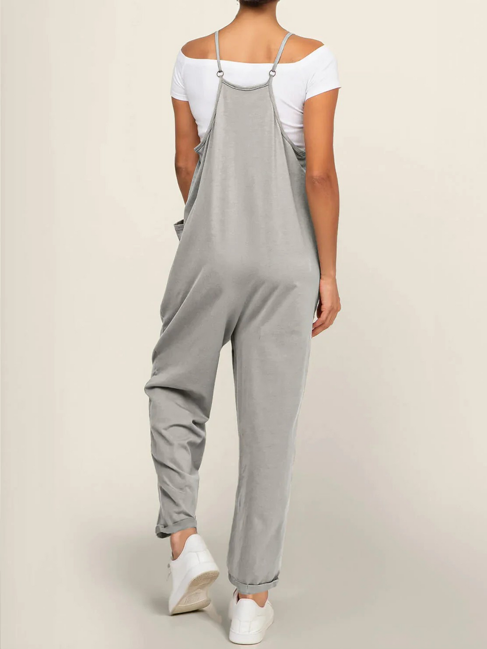 Gravidjumpsuit med stora fickor – ledig passform, stretchig bomullsmix | mammakläder