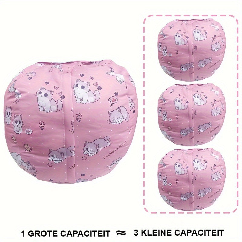 Kitty Bean Bag Hölje – Förvara Gosedjur & Mjukt Sittkudde för Barn Lilla Lycka