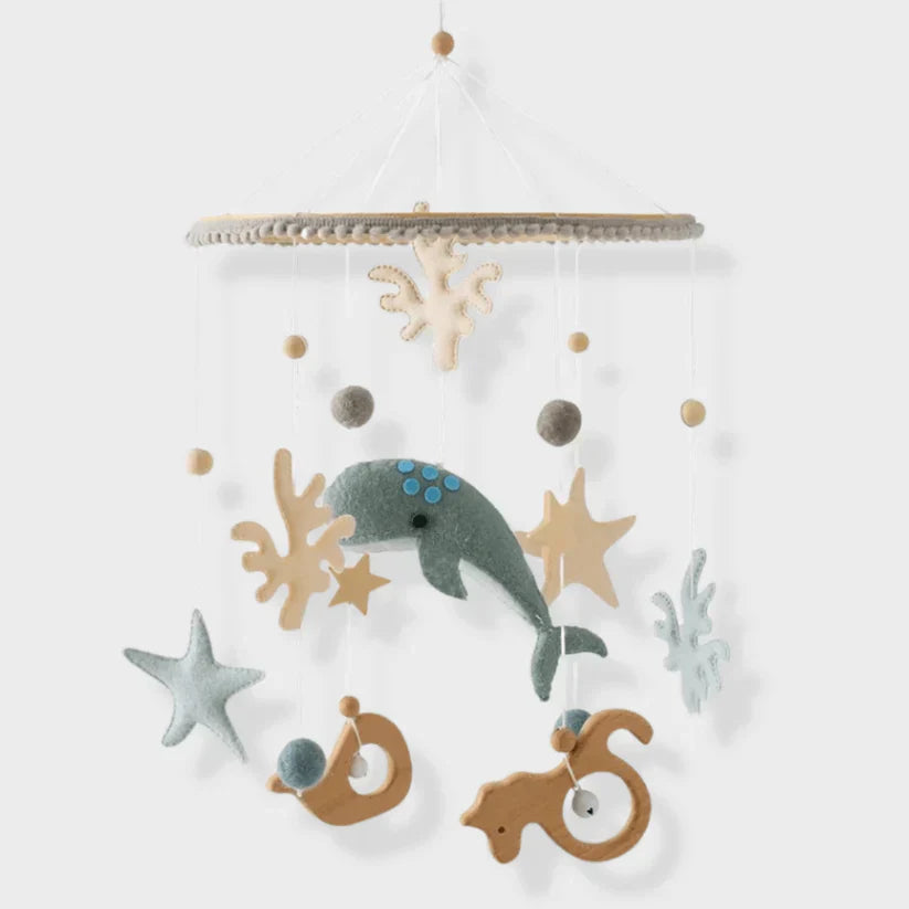 Rustgevende Houten Babymobiel Zonder Batterij – Natuurlijke Materialen & Zachte Kleuren | LittleNest SkyWhirl More For Mini