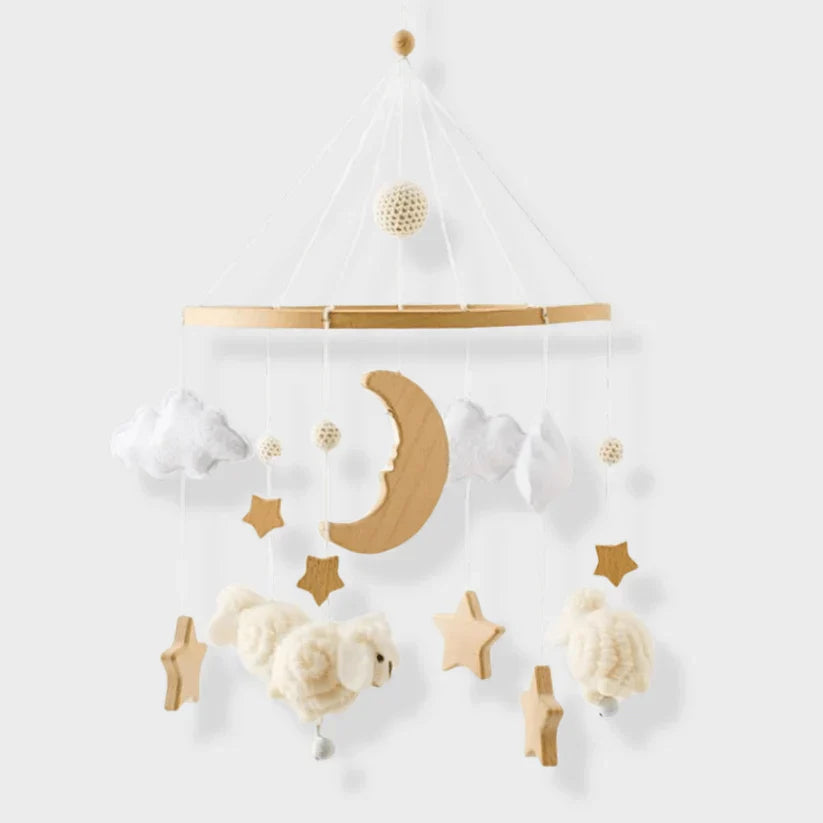 Rustgevende Houten Babymobiel Zonder Batterij – Natuurlijke Materialen & Zachte Kleuren | LittleNest SkyWhirl More For Mini
