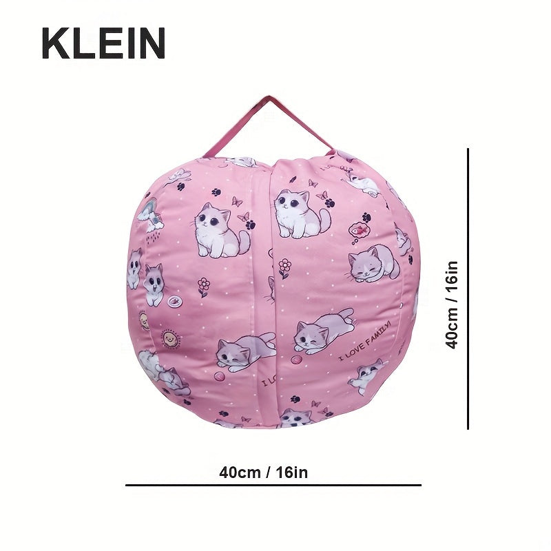 Kitty Bean Bag Hölje – Förvara Gosedjur & Mjukt Sittkudde för Barn Lilla Lycka