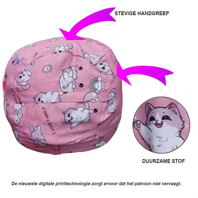 Kitty Bean Bag Hölje – Förvara Gosedjur & Mjukt Sittkudde för Barn Lilla Lycka