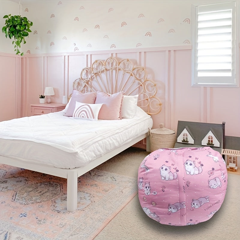 Kitty Bean Bag Hölje – Förvara Gosedjur & Mjukt Sittkudde för Barn Lilla Lycka