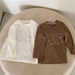 Långärmad tröja – LittlePaws Unisex, Vit/Brun, Bomull, Storlek 0–6 år