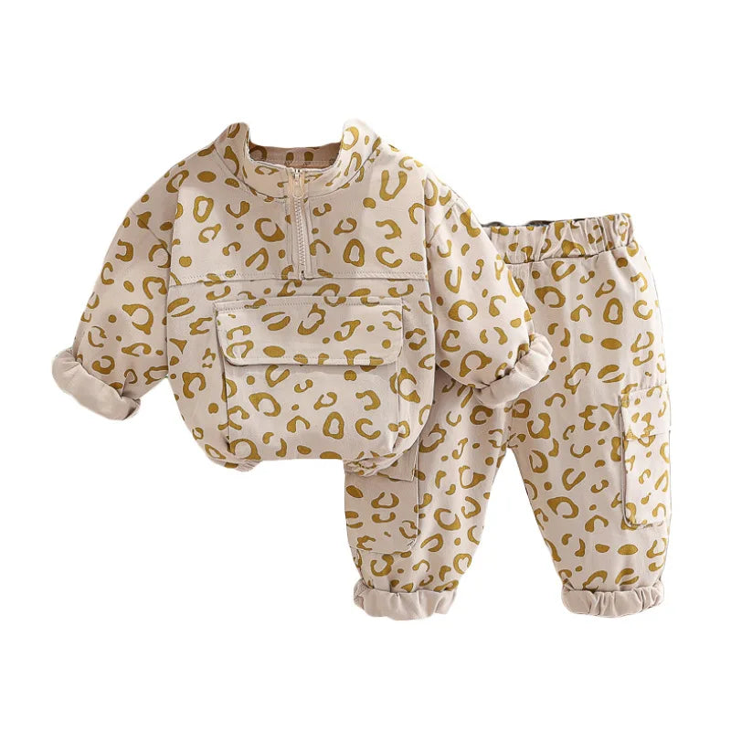 Leopardmönster 2-Delars Barnklädesset – Bekväm & Stilfull More For Mini