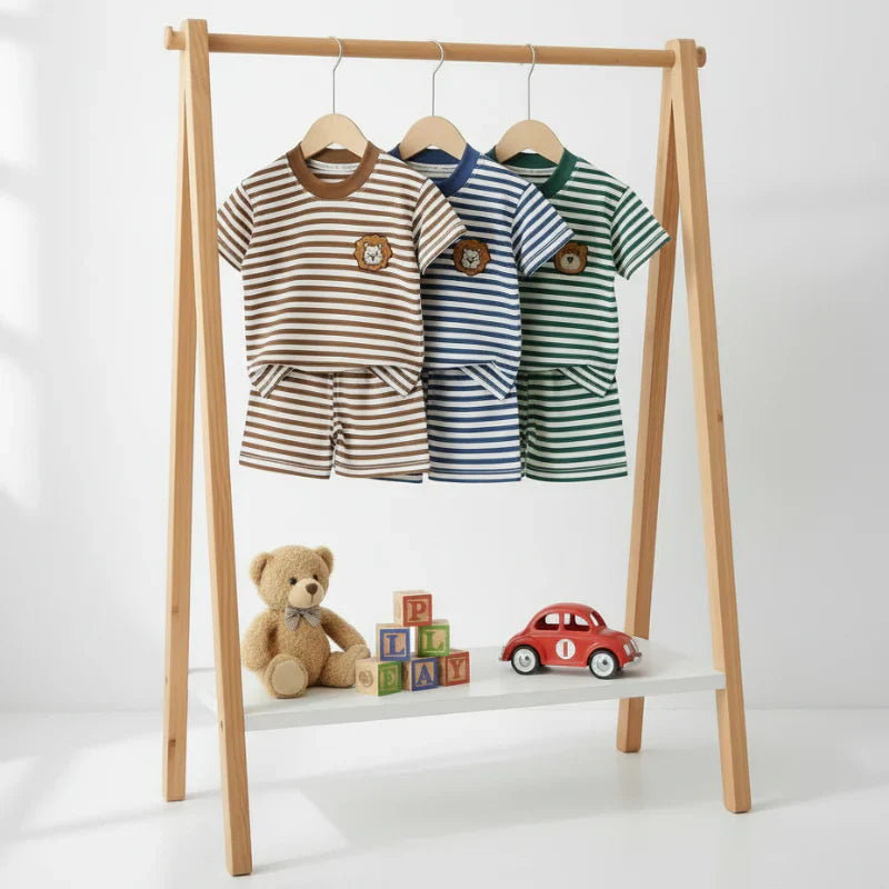 Randig 2-Delars Barnoutfit – Trendigt Set för Pojkar & Flickor More For Mini