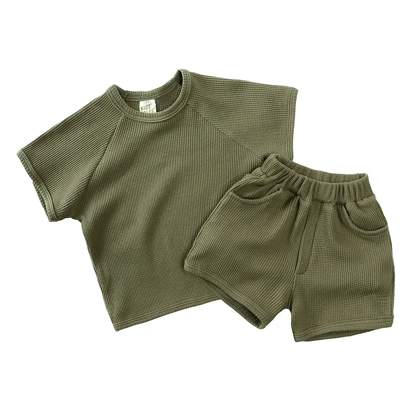 SunnySprout Ribbat Set – Andningsbart Bomulls-sommarset för Aktiva Bebisar & Småbarn 0–9 år More For Mini