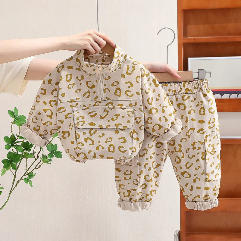 Leopardmönster 2-Delars Barnklädesset – Bekväm & Stilfull More For Mini