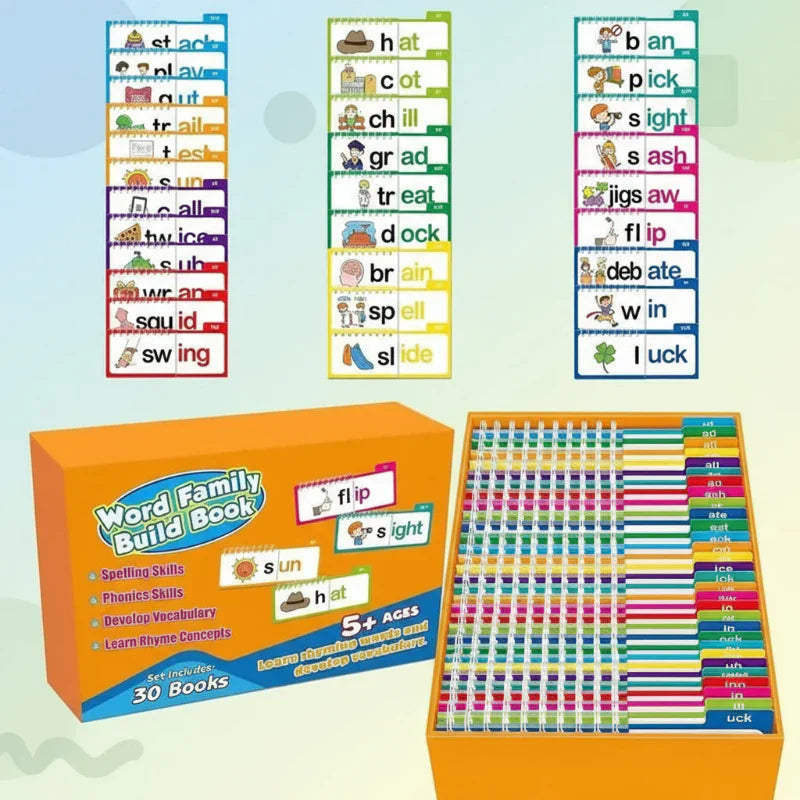Läslärningsset Barn – Engelska Ord med Flipböcker & Flashkort More For Mini