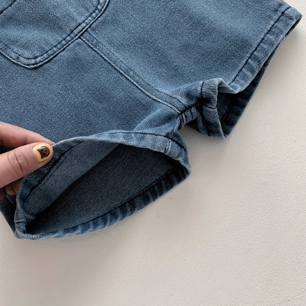 Denim Babyklädset – Bekväm Hängselbyxa & T-shirt – 0–3 år | LittleTrail More For Mini