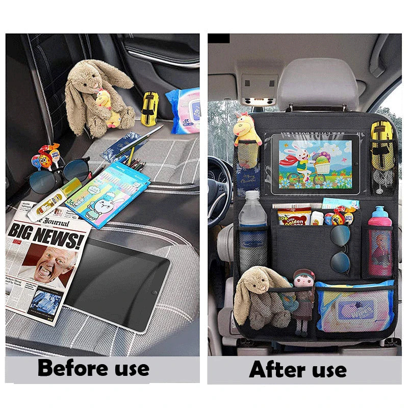 Bilorganisatör för Baksätet med Surfplattehållare – Organiserad & Säker Körning för Familjer | DriveMate More For Mini