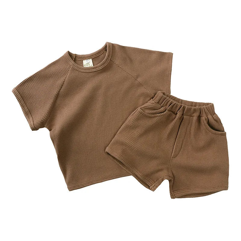 SunnySprout Ribbat Set – Andningsbart Bomulls-sommarset för Aktiva Bebisar & Småbarn 0–9 år More For Mini