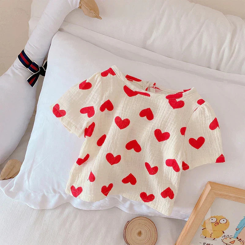 HeartBreeze Sommarset Flickor – Bekvämt Bomullsset med Hjärttryck (0–5 år) More For Mini