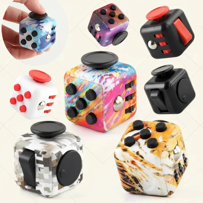 Fidget cube med 6 taktila sidor – tysta klickknappar, stålkula, fickformat | fidgetkub