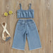 Denim sommarset för flicka – Luftigt bomullset med topp och shorts – Storlek 0–5 år More For Mini