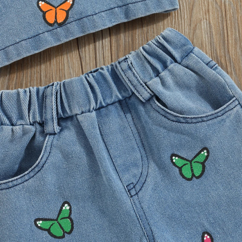Denim sommarset för flicka – Luftigt bomullset med topp och shorts – Storlek 0–5 år More For Mini