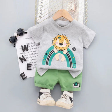 Sommarset för Pojkar 0–5 år – Lejontryckt T-shirt + Shorts i Andningsbart Bomull | WildSteps More For Mini